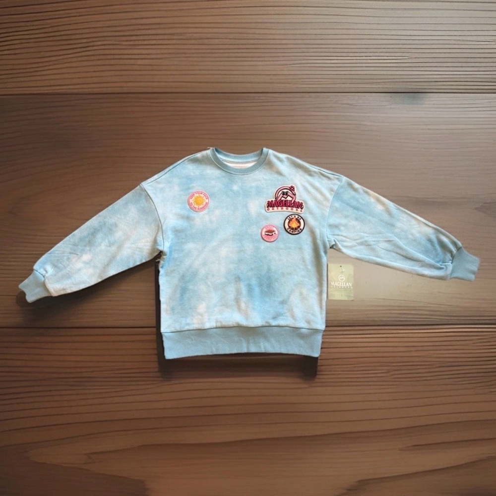 Girls Magellan Outdoors Milky Blue Campfire Pullover S (7) Girls Sweatshirt